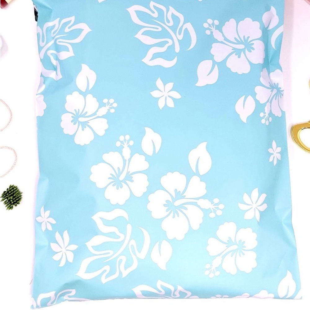 Blue Floral Hawaiian Poly mailers / 10x-14 set of 25